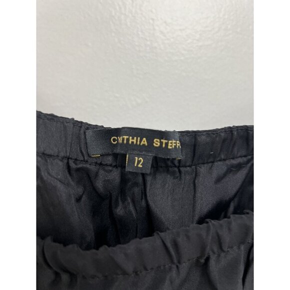 Cynthia Steffe 100% Silk  Wide Leg Pockets jumpsuit Open Top Black Size 12 - Picture 10 of 13